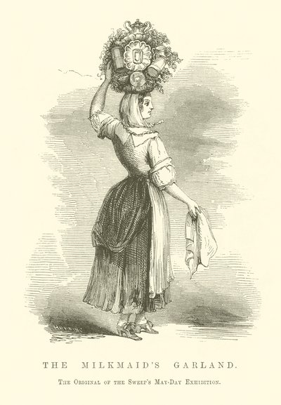 De slinger van het melkmeisje (gravure) door English School