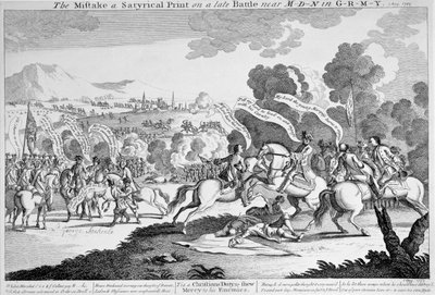 De Vergissing een Satirische Prent over een recente Slag bij M-d-n in D-tsl-nd, ca. 1759 door English School