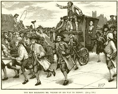 De menigte bevrijdt Mr. Wilkes op weg naar de gevangenis door English School
