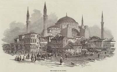 De moskee van St Sophia (gravure) door English School