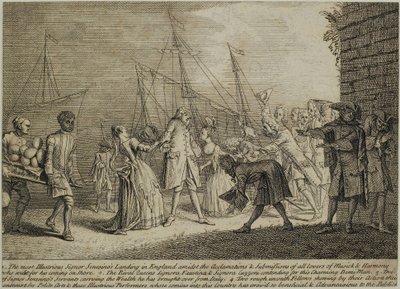 De Zeer Illustere Signor Senesinos Landing in Engeland, ca. 1726 door English School