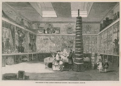 Het Museum van de London Missionary Society, op Bloomfield Street, gepubliceerd in de Illustrated London News, 25 juni 1859 door English School