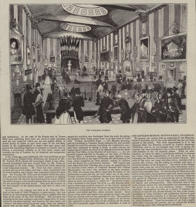 Het Napoleon Museum, The Egyptian Hall, Londen (gravure) door English School