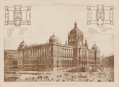 Het Nationaal Boheems Museum, Praag (gravure) door English School