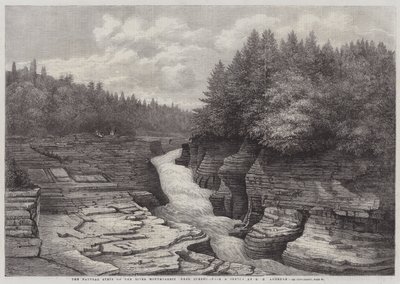 De natuurlijke trappen aan de rivier Montmorency, nabij Quebec (gravure) door English School