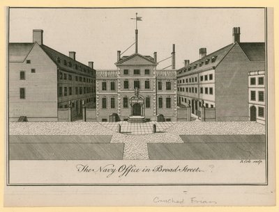 The Navy Office in Broad Street of Crouched Friars, Londen door English School