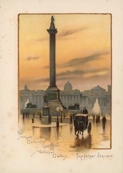 De Nelson Kolom, De Nationale Galerie, Trafalgar Square door English School