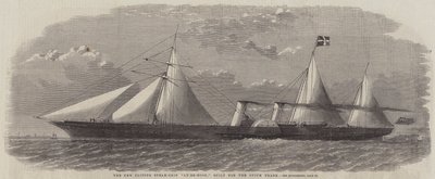 Het nieuwe clipper-stoomschip "Ly-Ee-Moon," gebouwd voor de opiumhandel (gravure) door English School