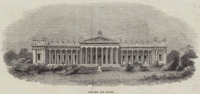 De Nieuwe Rechtbanken (gravure) door English School