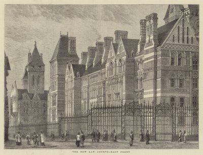 De Nieuwe Rechtbanken, Oostkant (gravure) door English School