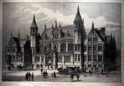 De nieuwe gerechtsgebouwen in Birmingham, waarvan de eerste steen werd gelegd door de koningin door English School