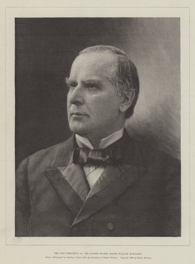 De nieuwe president van de Verenigde Staten, majoor William McKinley door English School