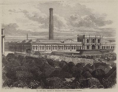 De nieuwe granatenfabriek in Woolwich (gravure) door English School