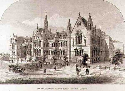 Het Nieuwe University College, Nottingham, uit The Illustrated London News, 7 februari 1881 door English School
