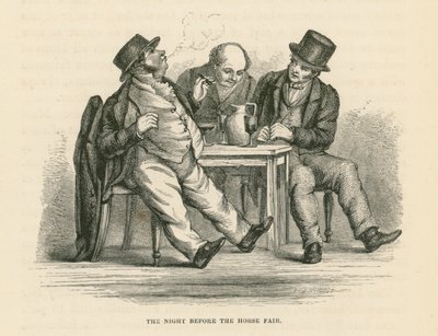 De nacht voor de paardenmarkt (gravure) door English School