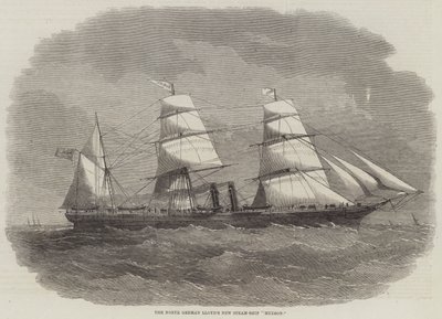 De Nieuwe Stoomboot van de Noord-Duitse Lloyd "Hudson" (gravure) door English School