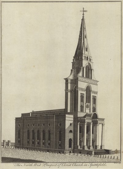 Het noordwestelijke aanzicht van Christ Church in Spitalfields, Londen door English School