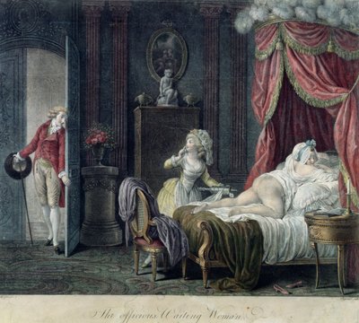De behulpzame wachtende vrouw, gegraveerd door Chaponnier door English School