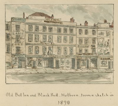 The Old Bell Inn en Black Bull, Holborn, Londen door English School