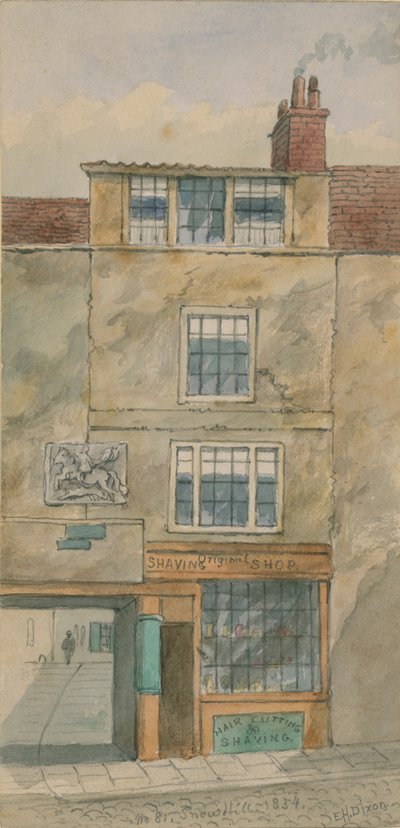The Old George Inn, Snow Hill, Londen, in 1854 door English School