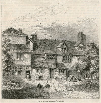 The Old Pied Bull (achterkant), huis van Sir Walter Raleigh door English School