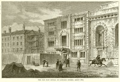 Het Oude Postkantoor, in Lombard Street, rond 1800 door English School