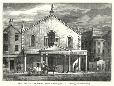 Het Oude Koninklijke Theater (gravure) door English School