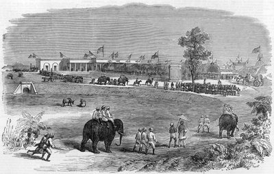 De Opening van de Oost-Indische Spoorweg: Het Burdwan Station, 1855 door English School