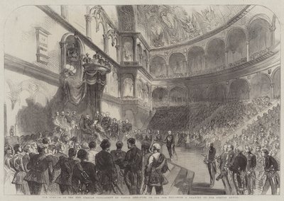 De Opening van het Nieuwe Italiaanse Parlement door Victor Emmanuel op de 18e Ult door English School