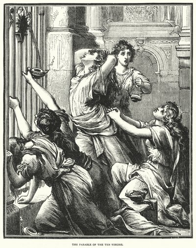 De Gelijkenis van de Tien Maagden (gravure) door English School