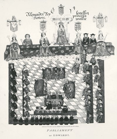 Het Parlement van Edward I (1239-1307) kopie uit het Wriothesley manuscript van ca.1523, gepubliceerd in 1794 door English School