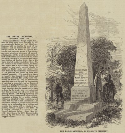 Het Payne Memorial, op Highgate Cemetery (gravure) door English School