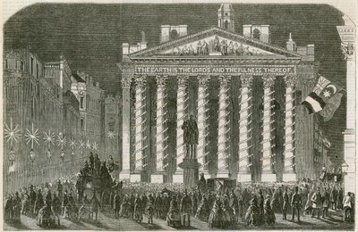 De vredesverlichting bij de Royal Exchange, Londen, 29 mei 1856 door English School
