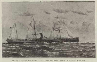 De Peninsular en Oriental stoomboot Bokhara, vergaan in de Chinese Zee door English School