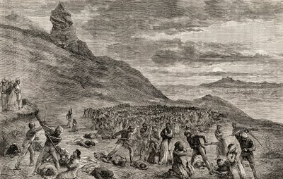 De Vervolging en Massamoord op de Christenen op het Eiland Madagaskar in 1849, ca. 1865 door English School