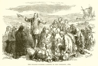 De Pilgrim Fathers landen in New England, 1660 door English School