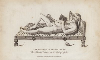 Het Portret van Perkasanund, de Hindoe Fakir, op zijn Bed van Spijkers door English School