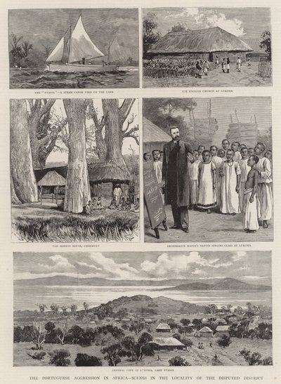De Portugese agressie in Afrika, scènes in de omgeving van het betwiste district door English School