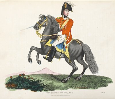 De Prins van Oranje, uitgegeven door Richard Evans, gegraveerd door Romney, illustratie uit Een Historisch Verslag van de Slag bij Waterloo door William Mudford, 1816 door English School
