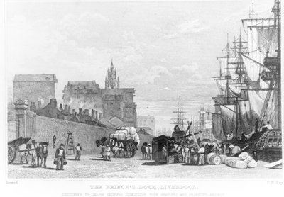 De Prinsendok, Liverpool, gegraveerd door F.R. Hay, ca. 1830 door English School