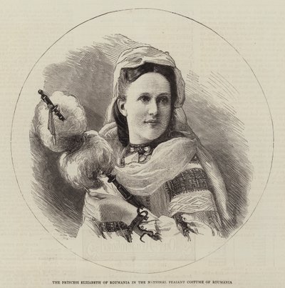 De Prinses Elizabeth van Roemenië in de Nationale Boerenkostuum van Roemenië door English School