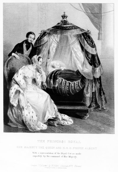De Prinses Royal, Hare Majesteit de Koningin en ZKH Prins Albert, met de koninklijke wieg, c.1840 door English School