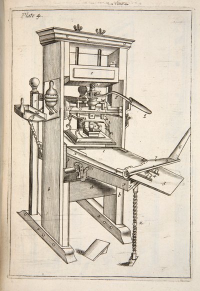 De Drukpers, uitgegeven 1683, gravure door English School