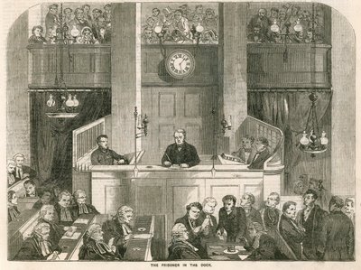 De gevangene in het beklaagdenbankje, de Old Bailey door English School