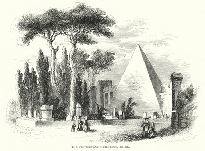 De Protestantse Begraafplaats, Rome (gravure) door English School