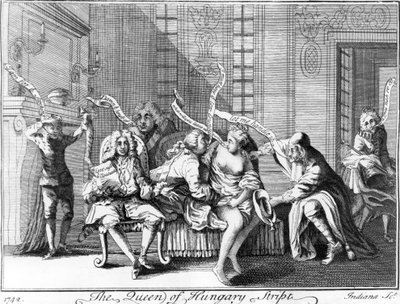 De koningin van Hongarije ontkleed, 1742 door English School