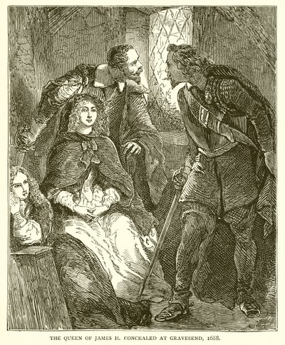 De koningin van Jacobus II verborgen in Gravesend, 1688 door English School