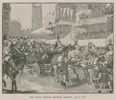 De koningin opent het Holborn Viaduct, Londen door English School
