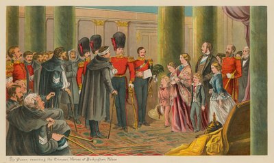 De Koningin ontvangt de Krimhelden in Buckingham Palace door English School