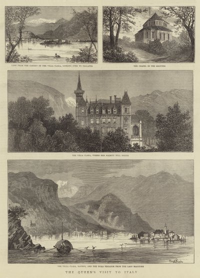 Het Bezoek van de Koningin aan Italië (gravure) door English School